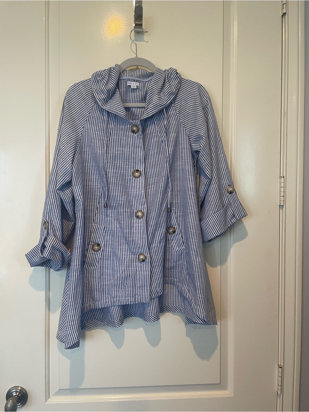 Sigrid Olsen  Blue Stripe Hooded Jacket